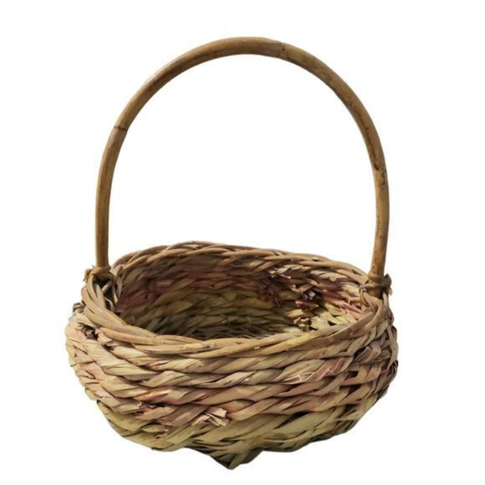 Vintage Large Rustic‎ Woven Rattan/Wicker Gathering Basket